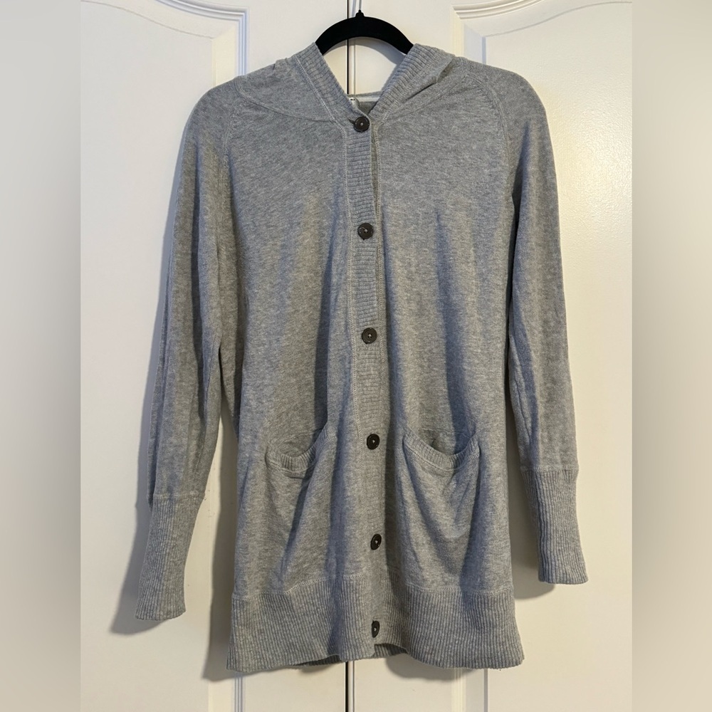 Margaret O’Leary Gray Peace Hooded Cardigan